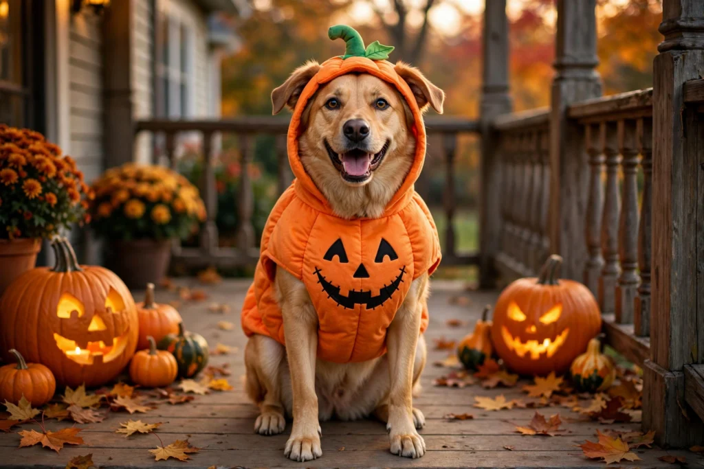 ADOGGYGO Halloween Pumpkin Dog Costume - dog in pumpkin costume best dog halloween costumes 2026